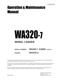 Komatsu WA320-7 wheel loader pdf operation and maintenance manual  - Komatsu manuals - KOMATSU-CEAM027401