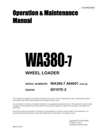 Komatsu WA380-7 wheel loader pdf operation and maintenance manual  - Komatsu manuals - KOMATSU-CEAM025805