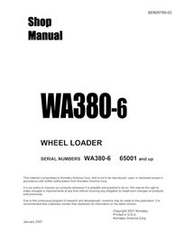 Manual de loja em pdf da carregadeira de rodas Komatsu WA380-6 - Komatsu manuais - KOMATSU-SEN00769-03