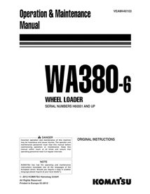 Manuel d'utilisation et d'entretien pdf de la chargeuse sur pneus Komatsu WA380-6 - Komatsu manuels - KOMATSU-VEAM440103