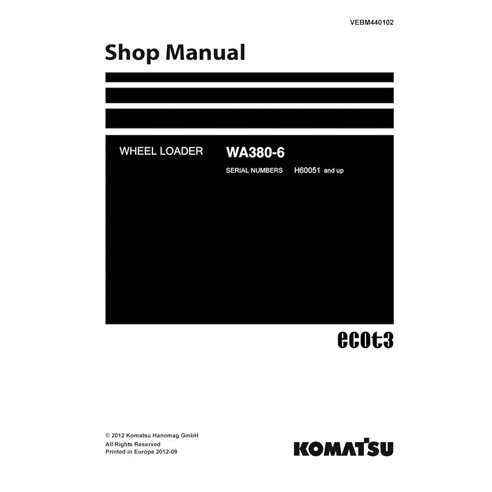 Manuel d'atelier pdf de la chargeuse sur pneus Komatsu WA380-6 - Komatsu manuels - KOMATSU-VEBM440102