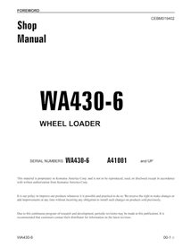 Manuel d'atelier pdf de la chargeuse sur pneus Komatsu WA430-6 - Komatsu manuels - KOMATSU-CEBM019402