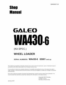 Manual de loja em pdf da carregadeira de rodas Komatsu WA430-6 - Komatsu manuais - KOMATSU-SEN00837-03D