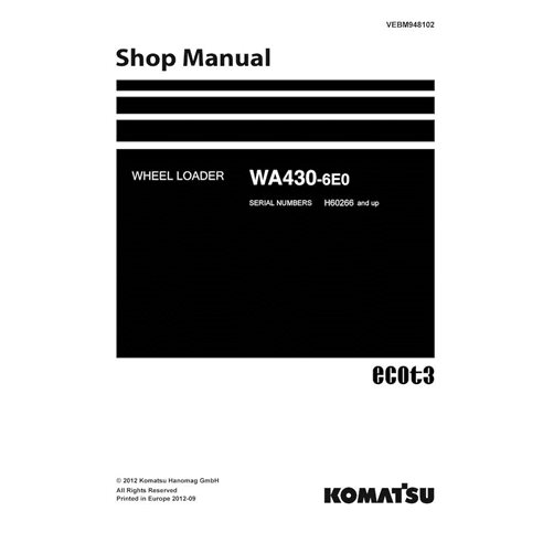 Manuel d'atelier pdf de la chargeuse sur pneus Komatsu WA430-6E0 - Komatsu manuels - KOMATSU-VEBM948102