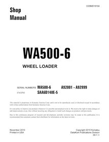 Manual de loja em pdf da carregadeira de rodas Komatsu WA500-6 - Komatsu manuais - KOMATSU-CEBM018104