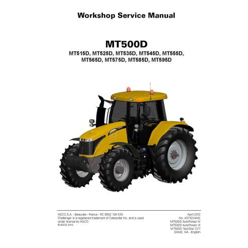 Challenger MT500D Series, MT515D, MT525D, MT535D, MT545D, MT555D, MT565D, MT575D, MT585D, MT595D tractor workshop service man...