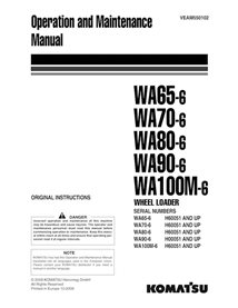 Cargadora de ruedas Komatsu WA65-6, WA70-6, WA80-6, WA90-6, WA100M-6 manual de operación y mantenimiento en pdf - Komatsu man...