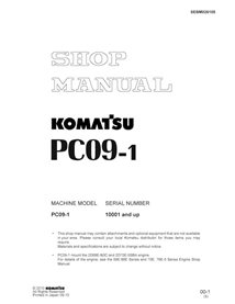 Komatsu PC09-1 mini excavator pdf shop manual  - Komatsu manuals - KOMATSU-SEBM026105