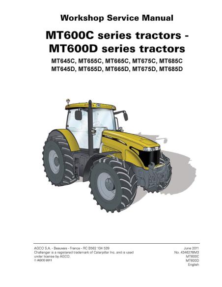 Manuel d'entretien de l'atelier du tracteur Challenger MT600C -MT600D Series - Challenger manuels - CHAl-4346456