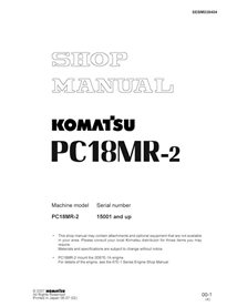 Manual de loja em pdf da miniescavadeira Komatsu PC18MR-2 - Komatsu manuais - KOMATSU-SEBM038404