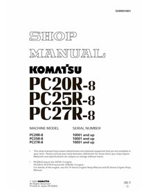 Manuel d'atelier pdf pour mini-pelle Komatsu PC20R-8, PC25R-8, PC27R-8 - Komatsu manuels - KOMATSU-SEBM010801