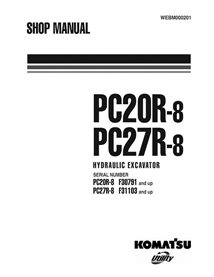 Manual de loja em pdf da miniescavadeira Komatsu PC20R-8, PC27R-8 - Komatsu manuais - KOMATSU-WEBM000201