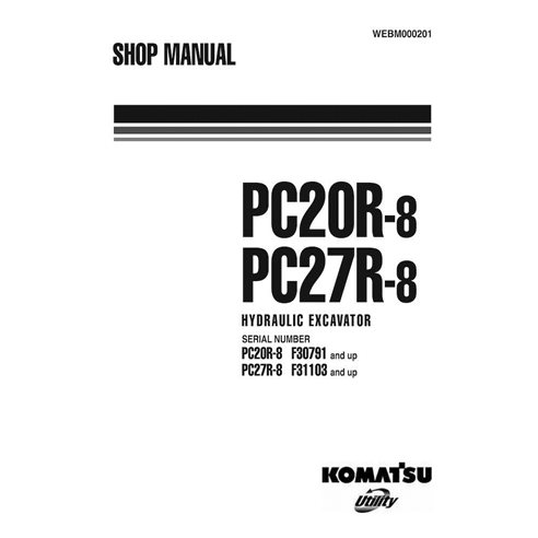 Manuel d'atelier pdf pour mini-pelle Komatsu PC20R-8, PC27R-8 - Komatsu manuels - KOMATSU-WEBM000201