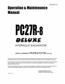 Komatsu PC27R-8 mini excavator pdf operation and maintenance manual  - Komatsu manuals - KOMATSU-WEAD003102