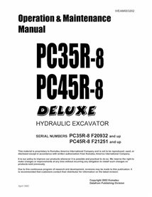 Komatsu PC35R-8, PC45R-8 midiexcavadora pdf manual de operación y mantenimiento - Komatsu manuales - KOMATSU-WEAD003202