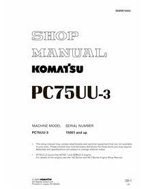 Komatsu PC75UU-3 midi excavator pdf shop manual  - Komatsu manuals - KOMATSU-SEBM016404