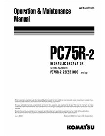 Manual de operação e manutenção em pdf da escavadeira midi Komatsu PC75R-2 - Komatsu manuais - KOMATSU-WEAD003900