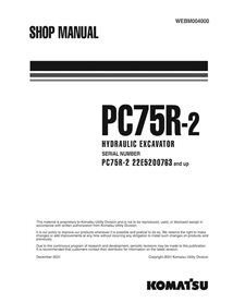 Komatsu PC75R-2 midi excavator pdf shop manual  - Komatsu manuals - KOMATSU-WEBD004000