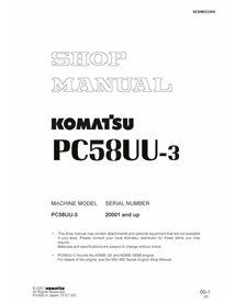 Komatsu PC58UU-3 midi excavator pdf shop manual  - Komatsu manuals - KOMATSU-SEBM023909