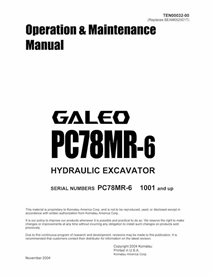 Excavadora Komatsu PC78MR-6 pdf manual de operación y mantenimiento - Komatsu manuales - KOMATSU-TEN00032-00