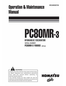 Manual de operação e manutenção em pdf da escavadeira Komatsu PC80MR-3 - Komatsu manuais - KOMATSU-WEAM009700