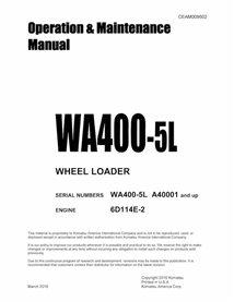 Cargador de ruedas Komatsu WA400-5L pdf manual de operación y mantenimiento - Komatsu manuales - KOMATSU-CEAM009602