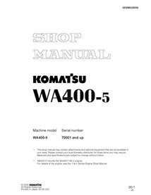 Manual de loja em pdf da carregadeira de rodas Komatsu WA400-5L - Komatsu manuais - KOMATSU-SEBM028006