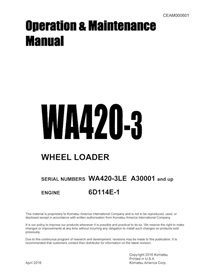 Cargadora de ruedas Komatsu WA420-3 pdf manual de operación y mantenimiento - Komatsu manuales - KOMATSU-CEAM000601