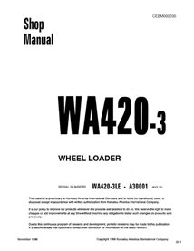 Manual de loja em pdf da carregadeira de rodas Komatsu WA420-3 - Komatsu manuais - KOMATSU-CEBD000200