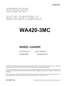 Komatsu WA420-3MC wheel loader pdf shop manual  - Komatsu manuals - KOMATSU-CEBD003502