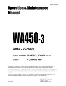 Manual de operação e manutenção em pdf da carregadeira de rodas Komatsu WA450-3 - Komatsu manuais - KOMATSU-CEAM000202