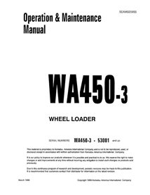 Cargadora de ruedas Komatsu WA450-3 pdf manual de operación y mantenimiento - Komatsu manuales - KOMATSU-SEAD020900