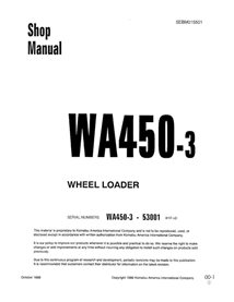 Manual de loja em pdf da carregadeira de rodas Komatsu WA450-3 - Komatsu manuais - KOMATSU-SEBD015501