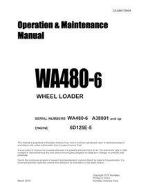 Komatsu WA480-6 wheel loader pdf operation and maintenance manual  - Komatsu manuals - KOMATSU-CEAM018404