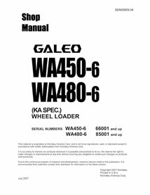 Manual de loja em pdf da carregadeira de rodas Komatsu WA450-6, WA480-6 - Komatsu manuais - KOMATSU-SEN00809-04D