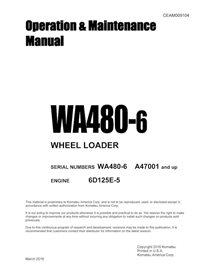 Cargadora de ruedas Komatsu WA480-6 pdf manual de operación y mantenimiento - Komatsu manuales - KOMATSU-CEAM009104