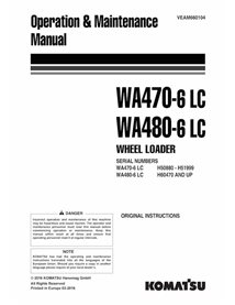 Manual de operação e manutenção em pdf da carregadeira de rodas Komatsu WA470-6LC, WA480-6LC - Komatsu manuais - KOMATSU-VEAM...