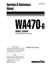 Cargadora de ruedas Komatsu WA470-6 pdf manual de operación y mantenimiento - Komatsu manuales - KOMATSU-VEAM946102