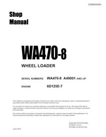 Komatsu WA470-8 wheel loader pdf shop manual  - Komatsu manuals - KOMATSU-CEBM030000