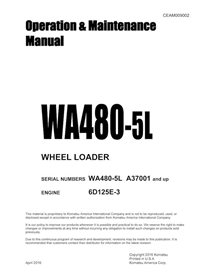 Manual de operação e manutenção em pdf da carregadeira de rodas Komatsu WA480-5L - Komatsu manuais - KOMATSU-CEAM009002