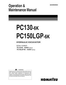 Manual de operação e manutenção em pdf da escavadeira Komatsu PC130-6K, PC150LGP-6K - Komatsu manuais - KOMATSU-UEAM000602