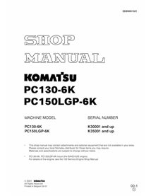 Manual de loja em pdf da escavadeira Komatsu PC130-6K, PC150LGP-6K - Komatsu manuais - KOMATSU-EEBM001501