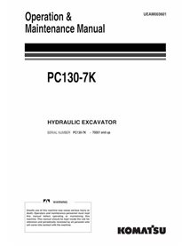 Manual de operação e manutenção em pdf da escavadeira Komatsu PC130-7K - Komatsu manuais - KOMATSU-UEAM003601