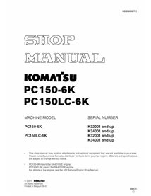 Manual de loja em pdf da escavadeira Komatsu PC150-6K, PC150LC-6K - Komatsu manuais - KOMATSU-UEBD000701