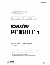 Manual de loja em pdf da escavadeira Komatsu PC160LC-7 - Komatsu manuais - KOMATSU-SEBM028606