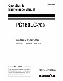 Manual de operação e manutenção em pdf da escavadeira Komatsu PC160LC-7E0 - Komatsu manuais - KOMATSU-UEAM006800