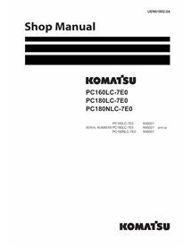 Komatsu PC160LC-7E0, PC180LC-7E0, PC160NLC-7E0 excavator pdf shop manual  - Komatsu manuals - KOMATSU-UEN01892-04