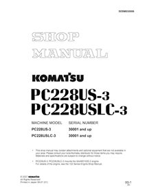 Komatsu PC228US-3, PC228USLC-3 manual de taller en pdf de la excavadora - Komatsu manuales - KOMATSU-SEBM030506