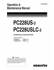 Excavadora Komatsu PC228US-3, PC228USLC-3 pdf manual de operación y mantenimiento - Komatsu manuales - KOMATSU-UEAM002603