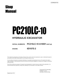 Manual de taller pdf de la excavadora Komatsu PC210LC-10 - Komatsu manuales - KOMATSU-CEBM026702